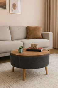 Iris dohányzóasztal, antracit, Ø60 cm