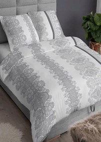 Pamut szatén ágyneműhuzat 140x200 +70x90 Szürke díszek 3559 B