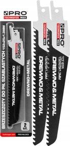 Szablyafűrészlap Fa+fém 152mm x 25mm x1,3mm x 6T 2db