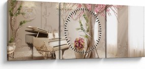 Kép - Álmodozó belső tér zongorával (órával) (90x30 cm)