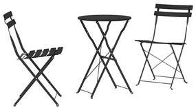vidaXL Összecsukható Bistro Szett 3 pcs Antracit Acél