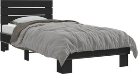vidaXL fekete szerelt fa és fém ágykeret 90 x 200 cm