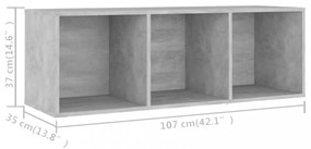 betonszürke szerelt fa TV-szekrény 107 x 35 x 37 cm