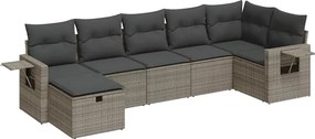 vidaXL 7 részes szürke polyrattan kerti ülőgarnitúra párnákkal