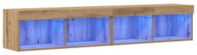 LED lámpás TV fali szekrény 2 db Artisan tölgy 80x30x30 cm