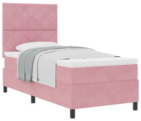 Boxspring Ágy Mattal Rózsaszín Egyes Velúr
