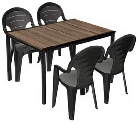 Lagos 4+1 kerti bútor garnitúra szett dió-grafit