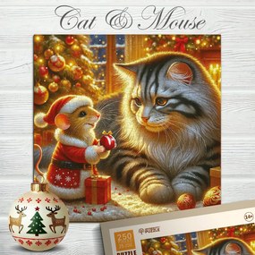 Macska és egér fa puzzle