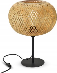 Éjjeli Asztali Lámpa 580-L1 Led E27 Boho Bambusz Természetes Fonott