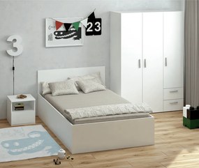 Ágy fém ráccsal és tárolóhellyel, 120x200, fehér, DOLI