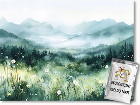 Fotótapéta Flizelina Tájkép Hegyek Erdő Rét Virágok Tavasz Nyár 254x184 ragasztó