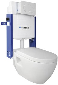 Aqualine, WC KIT falra akasztható WC Nera tartállyal és Geberit gombbal, falazáshoz, WC-KIT-17