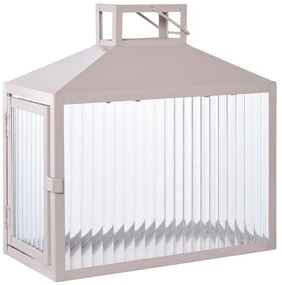 Lucca dekorációs lámpás, fém/üveg, bézs/szürke