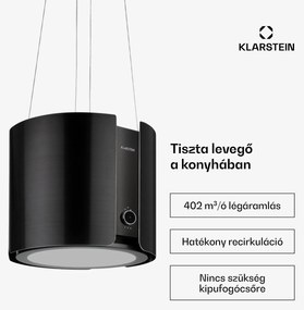 Klarstein Skyfall, sziget páraelszívó, Ø 45 cm, légkeringetés, 402 m³/ó, LED, nemesacél, fekete