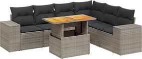 vidaXL 7 részes szürke polyrattan kerti ülőgarnitúra párnákkal