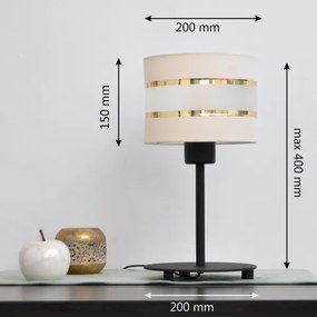 LED Asztali lámpa HELEN 1xE27/15W/230V krém/fekete/arany