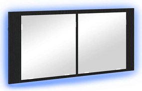vidaXL LED Tükörszekrény ajtóval Fekete tölgy 100 x 12 x 45 cm Faanyag