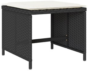 vidaXL 11 részes fekete polyrattan kerti étkezőgarnitúra párnákkal