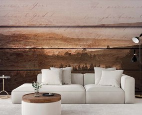 Gario Fotótapéta Erdő vintage táblákon Anyag: Vlies, Méret: 150 x 105 cm