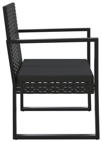 4 részes fekete polyrattan kerti ülőgarnitúra párnákkal