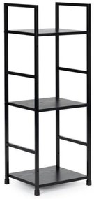 Fekete 3 szintes nyitott könyvespolc, tároló állvány fém lábakkal - 29x80cm Intenso