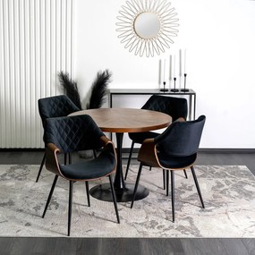 Elegáns Bársony Étkezőszék Fekete/Dió Színben. DAKOTA