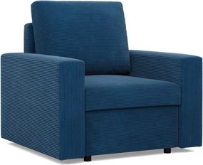 Zeus fotel, egyenes kartámasz, kordbársony, hab töltet, kék