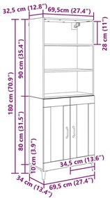 Széf Falra szerelhető 2 pcs Régi fa Faanyag