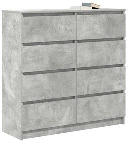 betonszürke szerelt fa tálalószekrény 100x35x99 cm