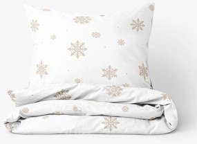 Goldea pamut ágyneműhuzat - hópelyhek fehéren 140 x 200 és 70 x 90 cm