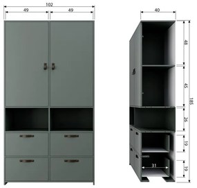 Soap szürke borovi fenyő ruhásszekrény - vtwonen