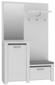 Előszobafal tükörrel HIRO fehér/szürke