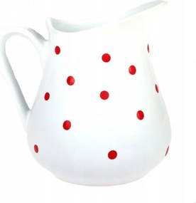 Kerámia tejeskancsó 0,5 l fehér, piros pöttyös
