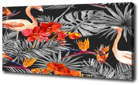 Vászonkép Flamingók és virágok oc-115695227