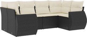 vidaXL 6 részes fekete polyrattan kerti ülőgarnitúra párnákkal