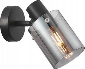 Fali lámpa reflektor fekete füstös üveg lámpabúra hálószobába Italux