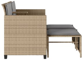 2 személyes bézs polyrattan kerti kanapé asztallal/székkel