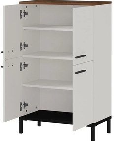 Szürkésbézs magas fürdőszoba szekrény diófa dekorral 60x97 cm Yonkers - Germania