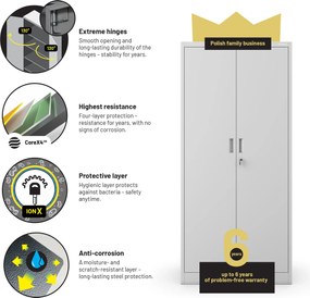 Fémszekrény JAN Compact 1750 x 800 x 400 mm, szürke