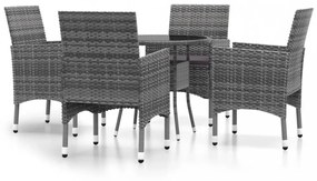 vidaXL 5 részes szürke polyrattan kerti étkezőgarnitúra