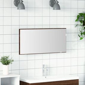 Fürdőszoba Tükörszekrény LED Fénnyel Barna Tölgy 80x37 cm