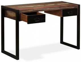 tömör újrahasznosított fa íróasztal 2 fiókkal 120 x 50 x 76 cm