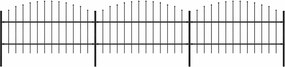 vidaXL fekete acélkerítés lándzsás tetejű 537 x 100 cm