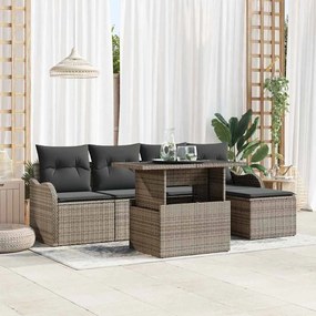 vidaXL Kerti Kanapé Szett párnával 6 pcs Szürke Polyrattan