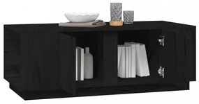 fekete tömör fenyőfa dohányzóasztal 110x50x40 cm