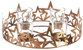 Csillagok adventi gyertyatartó, arany, fém, átmérő 25 cm