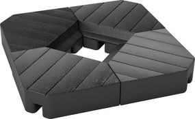 Outsunny Napernyő Állvány 4 Darabos Fém Súly Fa Mintázattal, Kóros Napernyő Állvány, Földi Kereszttel Tölthető Homokkal/Vízzel 20/15 kg-ig, Kóros Nape