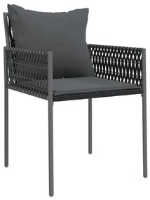 4 db fekete polyrattan kerti szék párnával 54x61x83 cm