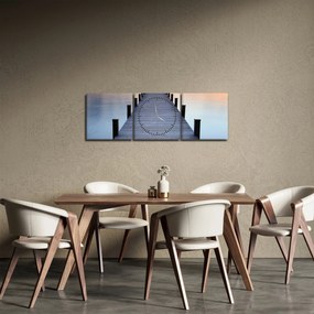 Kép - Móló a Starnberger-tónál, Bajorország, Németország (órával) (90x30 cm)