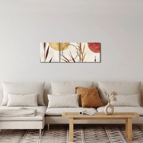 Kép - Növények és körök (órával) (90x30 cm)